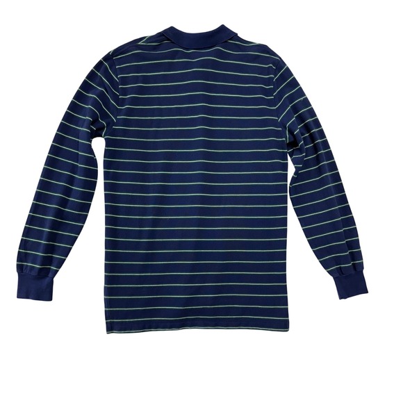 Polo Ralph Lauren Blue & Green Striped Henley Red Pony M USA made - Picture 5 of 6
